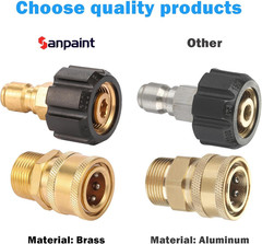 Sanpaint Pressure Washer Quick Connect Fittings, M22 14mm to 3/8″, 2 Set