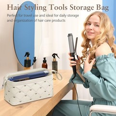 Hair Tools Travel Bag, Large Quilted Dryer Storage Case for White