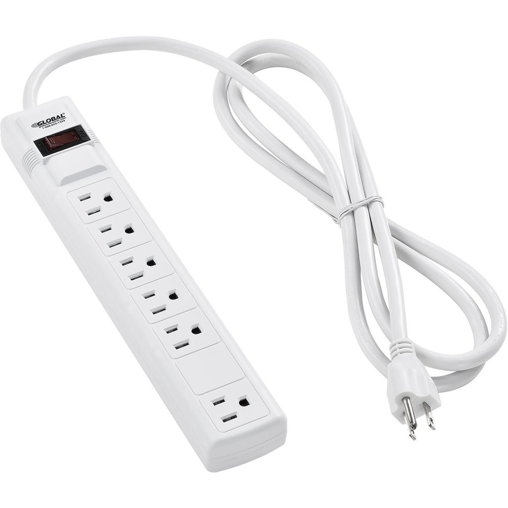 12″ 5+1 Outlet Strip Surge Protector 900 Joules 6-ft Cord White