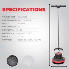 Commercial Corded 10 in. 1800 RPM Floor Cleaner Scrubber Polisher Burnisher with