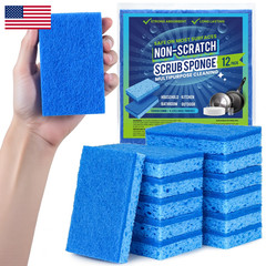 Metflavor Kitchen Sponges 12 Count Non-Scratch Scrub Sponge Dual Sided Cleaning