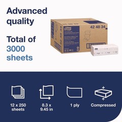 Tork 424834 8.3 in. x 9.25 in. 1-Ply Xpress Hand Towels – White (12 PK/CT) New