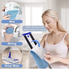 18″ Professional Microfiber Mop Floor Cleaning System, Flat with Blue