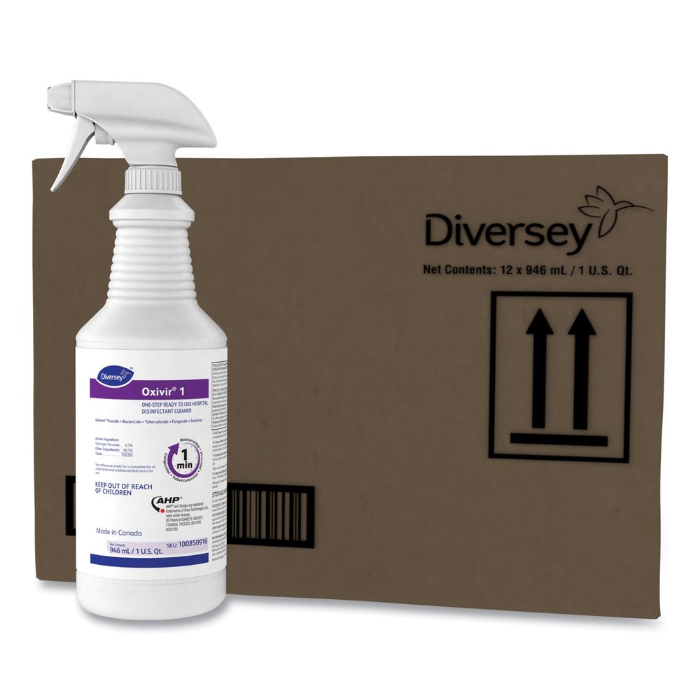 Diversey Oxivir 1 RTU Disinfectant Cleaner, 32 oz Spray Bottle, 12/Carton