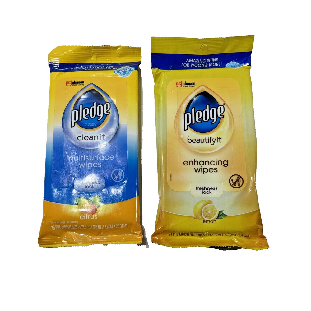 NEW 2X Pledge Expert Care Lemon/Orange Furniture Polish Wipes 24ct/25PKS