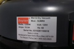 Dayton 5UMR0 1 Peak HP 120V 18 Gal Tank Size Wet/Dry Shop Vacuum