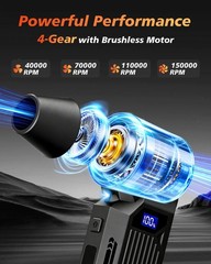 Compressed Air Duster, 150000RPM Super Power Electric Air Duster with Brushle…