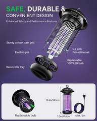 Buzbug LED Bug Zapper Indoor Outdoor, Up to 50000 Hrs Lifespan New Black