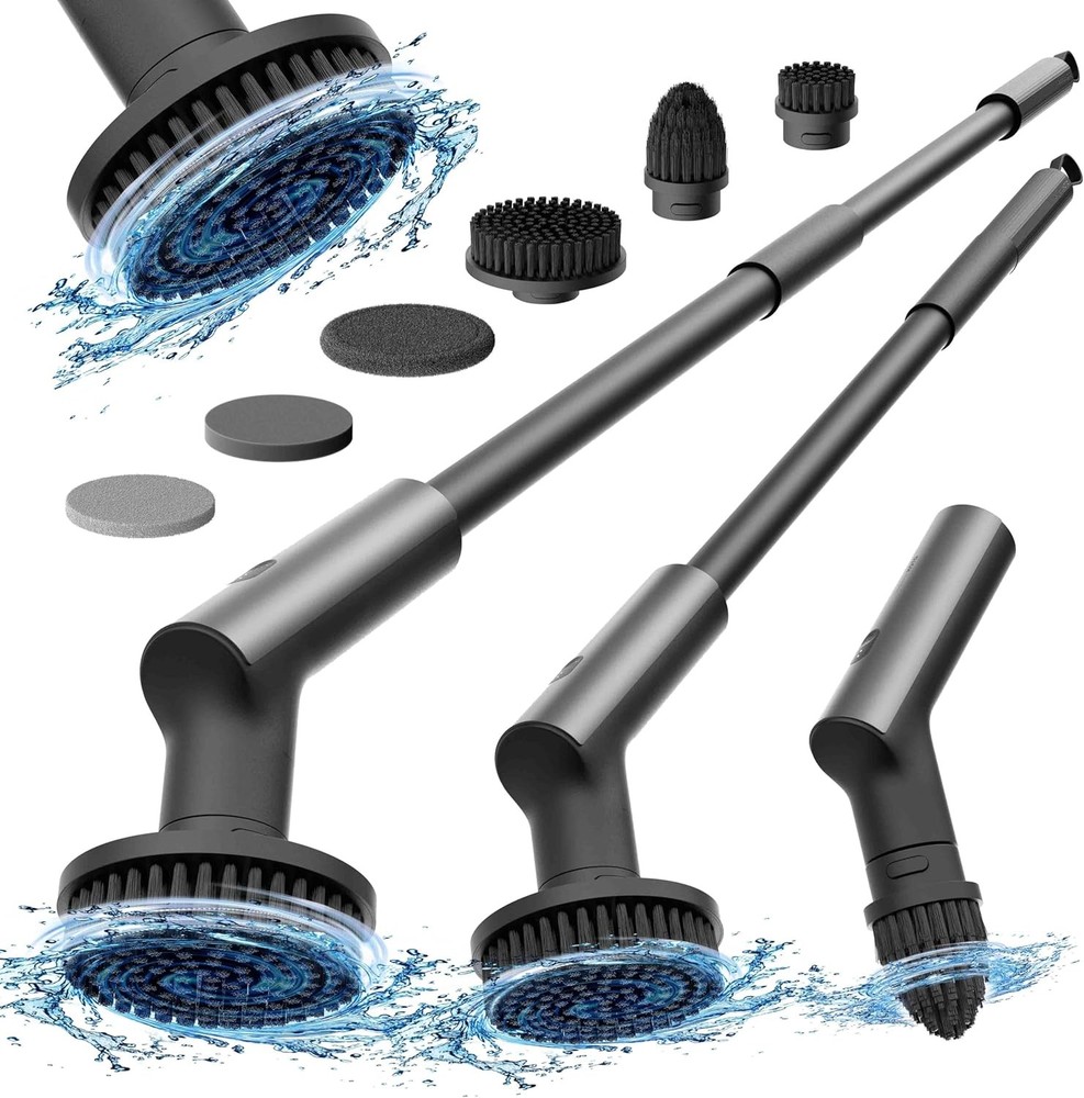HOTO Cordless Electric Spin Scrubber, IPX7 Full Body Waterproof Grey Black