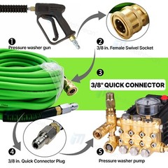 25FT 3600PSI Replacement High Pressure Power Washer Hose-3/8″ Swivel QC Flexible