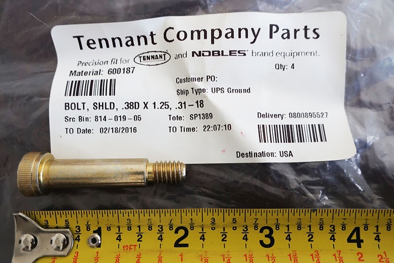SQUEEGEE ROLLER WHEEL AXLE, TENNANT 5100, 5200, 5280 WALK BEHIND SCRUBBERS, 20E