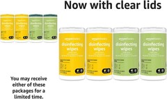 Amazon Basics Disinfecting Wipes Lemon & Fresh Scent 340 Count (4 Packs of 85)