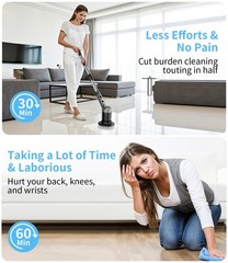 Gray Electric Spin Scrubber with 3 Speed Adjustable Extension Handle