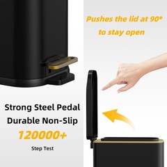 KdbK Bathroom Trash Can with Soft Close Lid, 15L/ 4 GallonRectangular Trash C…