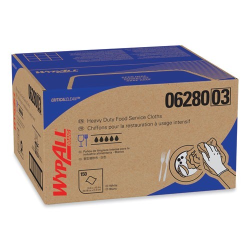WypAll X80 Foodservice Towel, 12 x 23.4, White/Blue Stripe, 150/Carton