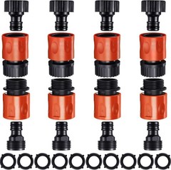 16 Pieces Garden Hose Quick Connector 3/4 Inch Plastic inch, Red, Black
