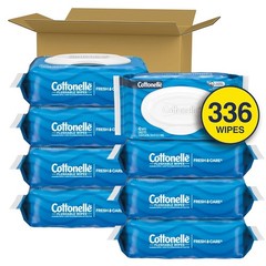 Cottonelle Fresh Feel Flushable Wet Wipes, Adult Wet Wipes, 8 Flip-Top Packs, 42