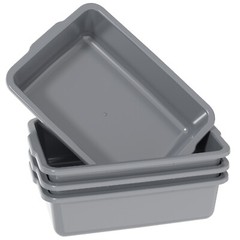 Idotry 32 Liter Large Plastic Bus Trays, Commercial Bus Tub Box Set of 4, Grey