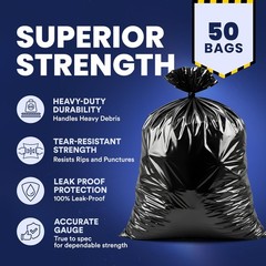 Plasticplace Contractor Trash Bags 40-45 Gallon 3.0 Mil Black Heavy Duty