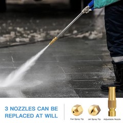 Jet Nozzle 2-in-1 High Pressure Power Washer, Watering Sprayer Cleaning Tool,…