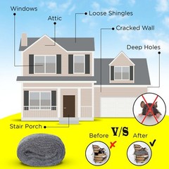 4 Pack Steel Wool 3 x 10FT each + Gloves, Mice Control, Keep Home Safe, Gap Fill