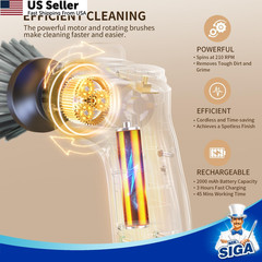 MR.SIGA Electric Spin Scrubber for Kitchen and Bathroom 5.9 X 6.0 Inch, Gray