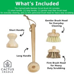 Cactuscradle Cactus Cradle Bamboo Scrub Brush Kit 4-Piece Dish Brush Set 2