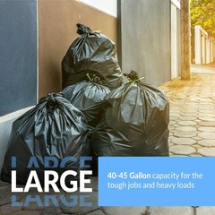 Reli. SuperValue 40-45 Gallon Trash Bags, 125 Count, Heavy Duty Black, Multi-Use
