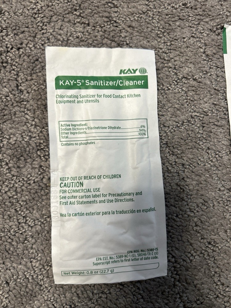 Kay 5 Sanitizer Cleaning Powder Lot of 10, 1 oz Packets
