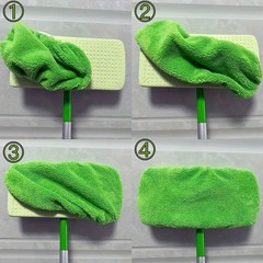 12-Pack Reusable Coral Fleece Mop Pads Washable Wet Mopping Cloths and Green