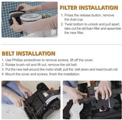 JEDELEOS Replacement Belts and Filter for Eureka NEU100 Airspeed Black