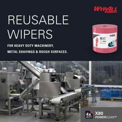 WypAll 41055 Industrial Wipes: X80, Jumbo Roll, 12.4 x 12.2″ Sheet, Red