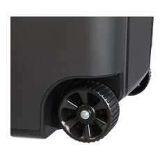 Tough 45 Gallon Wheeled Heavy Duty Plastic Garbage Can, Attached Lid, Black