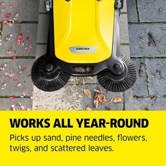 S 4 Twin Push Sweeper: Clean Outdoor Spaces 5X Faster – 5.25 Gallon Capacity