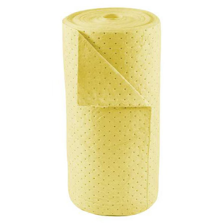 Condor 35Zr36 Sorbent Roll, 34 Gal, 30 In X 150 Ft, Harsh Chemicals, Yellow,