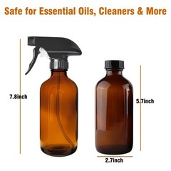8oz Amber Glass Spray Bottles – 2 Pack Empty Refillable for 8 Ounces