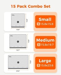 15pcs Vacuum Seal Bags for Clothing Travel, 15 Combo Travel Size, Dark Grey