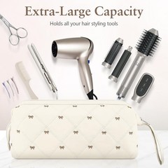Hair Tools Travel Bag, Large Quilted Dryer Storage Case for White