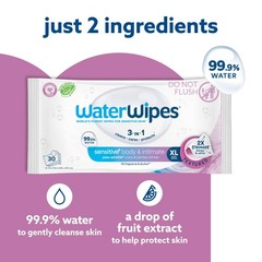 Sensitive Whole Body Cleansing Wipes, 30 Count (Pack of 3), White