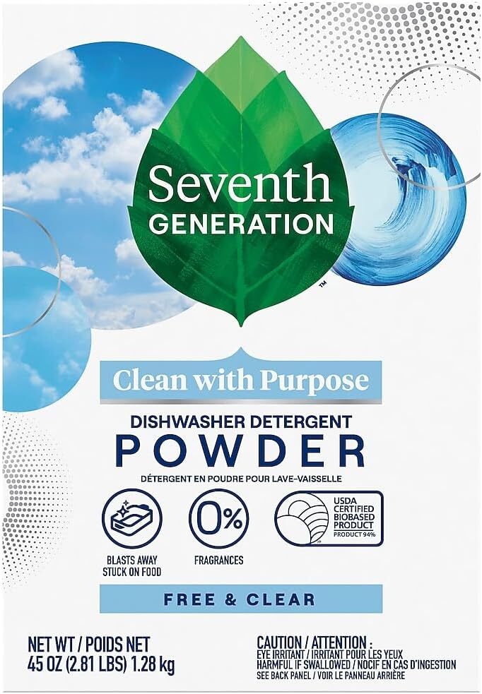Seventh Generation SEV 22150 Natural Automatic Dishwasher Powder 45 oz,12Pcs