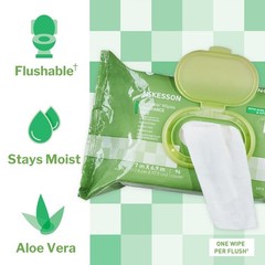 McKesson Flushable* Personal Wipe 6-9/10 X 7 Inch FLU96 6 Pack 576 Wipes