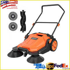 25.6 Inch Manual Push Floor Sweeper Walk-Behind Hand Push Sweeper for Patio