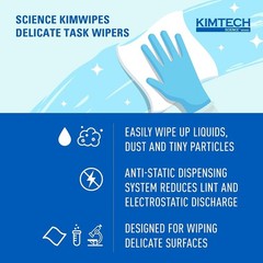 Kimwipes, Delicate Task Wipers, 1-Ply, 4.4 x 8.4, Unscented, White, 286/Box