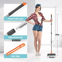 AIR U+ Grout Brush with Long Handle 180° Swivel Scrub 1 PACK, Orange