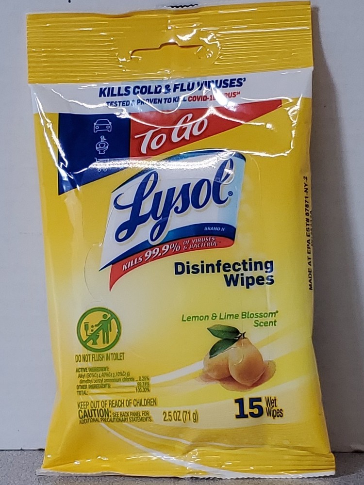 Lysol Disinfecting Wipes Lemon & Lime Blossom Travel Pack 15 ct