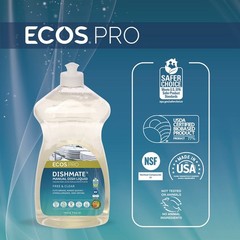 ECOS PRO PL97216CT 25 oz Dishmate Manual Dish Liquid – Free and Clear (6/CT) New
