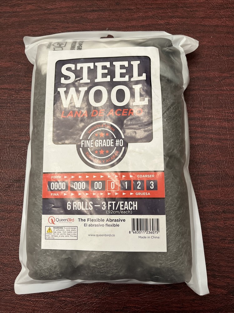 Steel Wool – #0 Fine Grade 6 Rolls 3ft/Each Steel Wool Pad Fill Fabric NEW