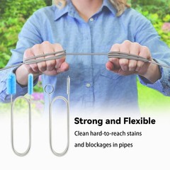 Bozenu Flexible Drain Brush, 66 Inch Long Double Ended Hose Pipe and 58 Blue