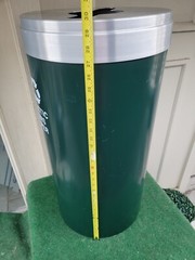 Glaro 23 GALLON Round Steel Recycling Bin, GREEN/GREY. PRE-OWNED $649 RETAIL