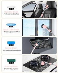 Shower Scrubber with Long Handle, Shower Cleaner Brush with 8 Floor Machine P…